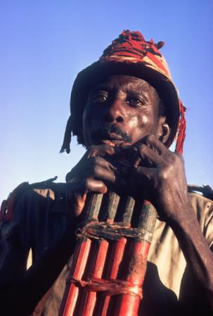 Pan pipe player, near Tete, Mozambique, 1962